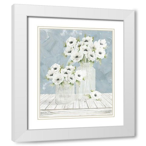Poppin Florals White Modern Wood Framed Art Print with Double Matting by Jacobs, Cindy