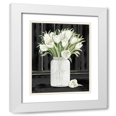 Tulips in a Jar White Modern Wood Framed Art Print with Double Matting by Jacobs, Cindy