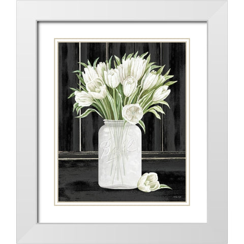 Tulips in a Jar White Modern Wood Framed Art Print with Double Matting by Jacobs, Cindy