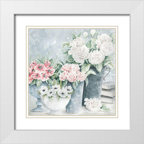 Plentiful Blooms II White Modern Wood Framed Art Print with Double Matting by Jacobs, Cindy