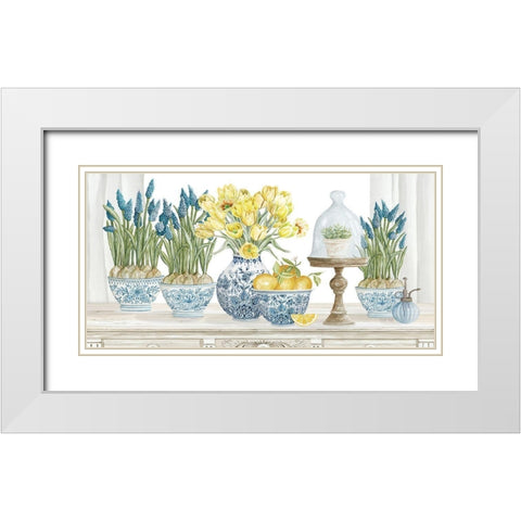 Spring Blooms White Modern Wood Framed Art Print with Double Matting by Jacobs, Cindy