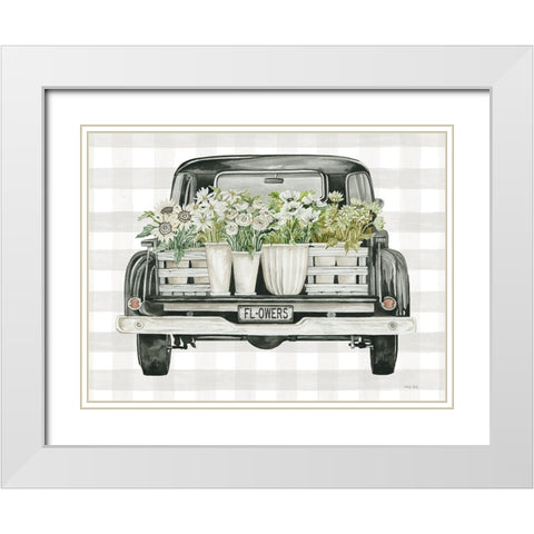 Flower Lovers Truck White Modern Wood Framed Art Print with Double Matting by Jacobs, Cindy