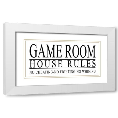 Game Room House Rules I White Modern Wood Framed Art Print with Double Matting by Jacobs, Cindy