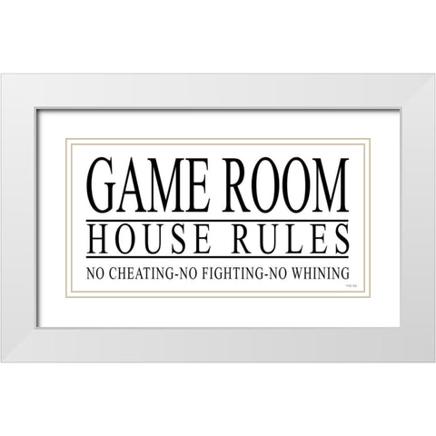 Game Room House Rules I White Modern Wood Framed Art Print with Double Matting by Jacobs, Cindy