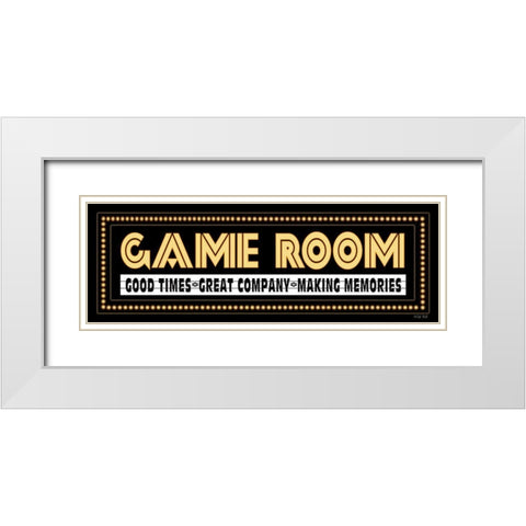 Game Room Sign White Modern Wood Framed Art Print with Double Matting by Jacobs, Cindy