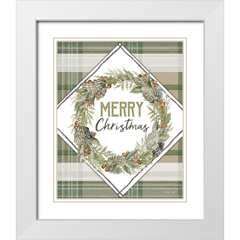 Merry Christmas White Modern Wood Framed Art Print with Double Matting by Jacobs, Cindy