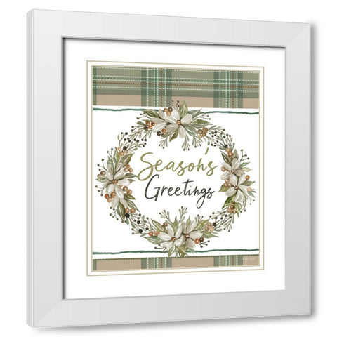 Seasons Greetings White Modern Wood Framed Art Print with Double Matting by Jacobs, Cindy