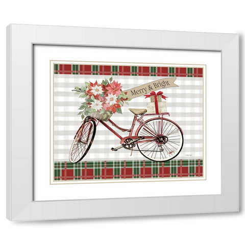 Merry And Bright Bicycle White Modern Wood Framed Art Print with Double Matting by Jacobs, Cindy