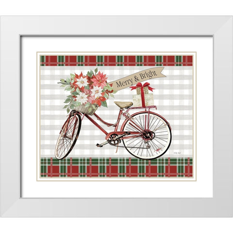 Merry And Bright Bicycle White Modern Wood Framed Art Print with Double Matting by Jacobs, Cindy