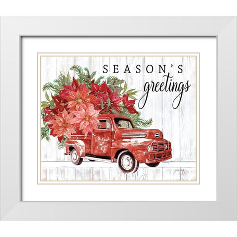 Seasons Greetings White Modern Wood Framed Art Print with Double Matting by Jacobs, Cindy