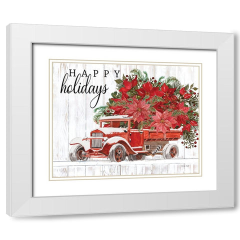 Happy Holidays White Modern Wood Framed Art Print with Double Matting by Jacobs, Cindy