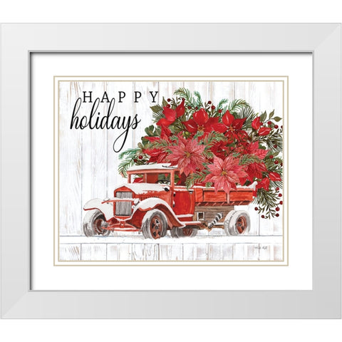 Happy Holidays White Modern Wood Framed Art Print with Double Matting by Jacobs, Cindy