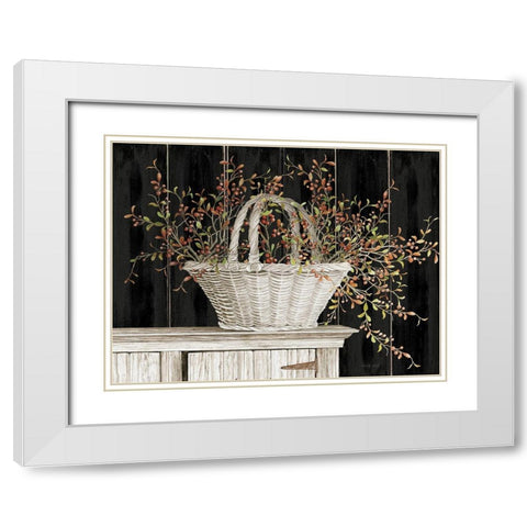 Bittersweet Basket   White Modern Wood Framed Art Print with Double Matting by Jacobs, Cindy