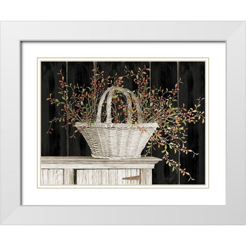 Bittersweet Basket   White Modern Wood Framed Art Print with Double Matting by Jacobs, Cindy