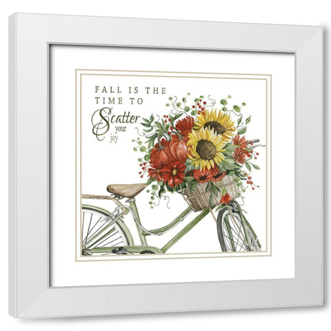 Fall is the Time to Scatter Your Joy White Modern Wood Framed Art Print with Double Matting by Jacobs, Cindy