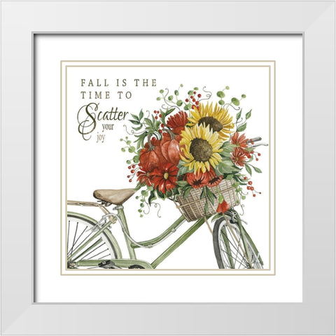 Fall is the Time to Scatter Your Joy White Modern Wood Framed Art Print with Double Matting by Jacobs, Cindy