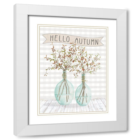 Hello Autumn White Modern Wood Framed Art Print with Double Matting by Jacobs, Cindy