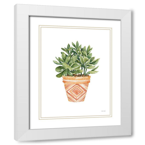 Aztec Pot I White Modern Wood Framed Art Print with Double Matting by Jacobs, Cindy