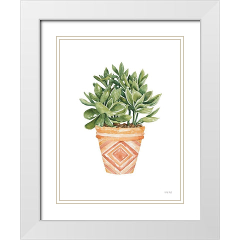 Aztec Pot I White Modern Wood Framed Art Print with Double Matting by Jacobs, Cindy