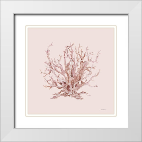 Pink Coral I White Modern Wood Framed Art Print with Double Matting by Jacobs, Cindy