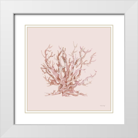 Pink Coral II White Modern Wood Framed Art Print with Double Matting by Jacobs, Cindy