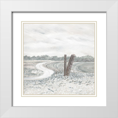 Flower Field White Modern Wood Framed Art Print with Double Matting by Jacobs, Cindy