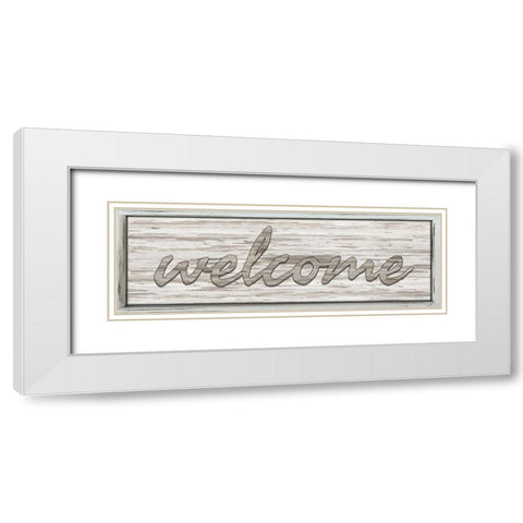 Welcome White Modern Wood Framed Art Print with Double Matting by Jacobs, Cindy