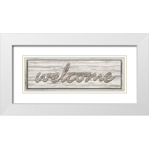 Welcome White Modern Wood Framed Art Print with Double Matting by Jacobs, Cindy