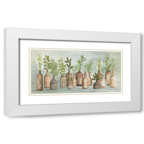 Greenery in Bottles III White Modern Wood Framed Art Print with Double Matting by Jacobs, Cindy