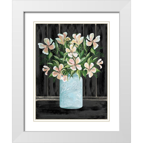 Farmhouse Flowers I White Modern Wood Framed Art Print with Double Matting by Jacobs, Cindy