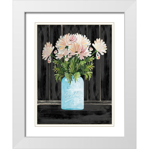 Farmhouse Flowers II White Modern Wood Framed Art Print with Double Matting by Jacobs, Cindy