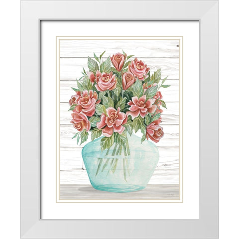 Farmhouse Flowers IV White Modern Wood Framed Art Print with Double Matting by Jacobs, Cindy