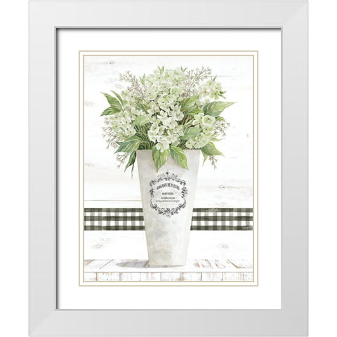 White Hydrangea White Modern Wood Framed Art Print with Double Matting by Jacobs, Cindy