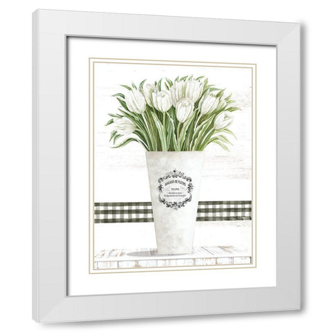 White Tulips White Modern Wood Framed Art Print with Double Matting by Jacobs, Cindy