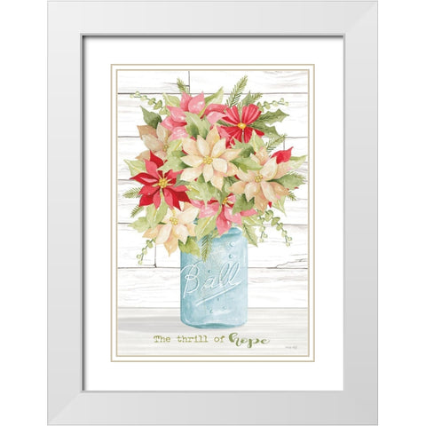 The Thrill of Hope Poinsettias White Modern Wood Framed Art Print with Double Matting by Jacobs, Cindy
