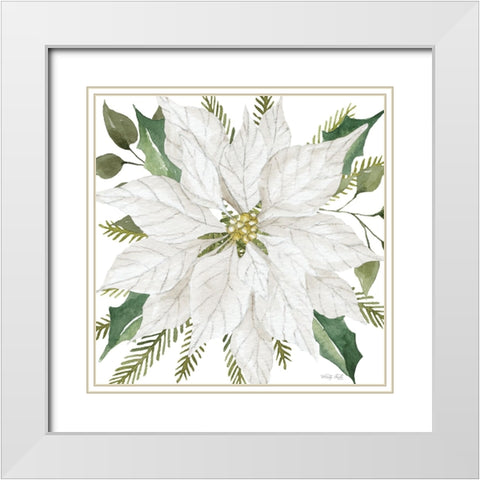 White Poinsettia White Modern Wood Framed Art Print with Double Matting by Jacobs, Cindy