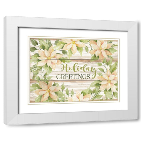 Holiday Greetings White Modern Wood Framed Art Print with Double Matting by Jacobs, Cindy
