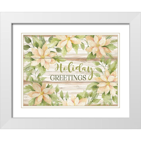 Holiday Greetings White Modern Wood Framed Art Print with Double Matting by Jacobs, Cindy