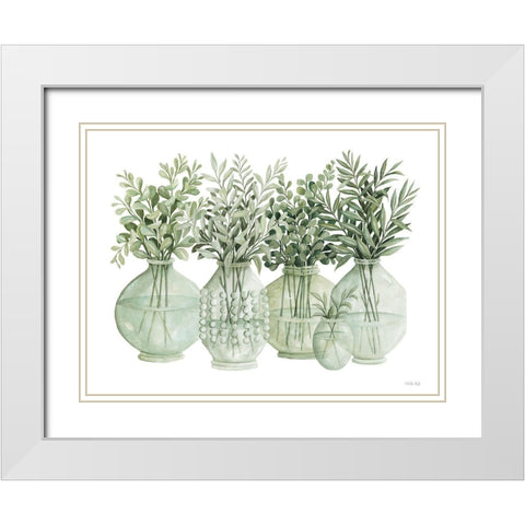 Simply Sage II White Modern Wood Framed Art Print with Double Matting by Jacobs, Cindy