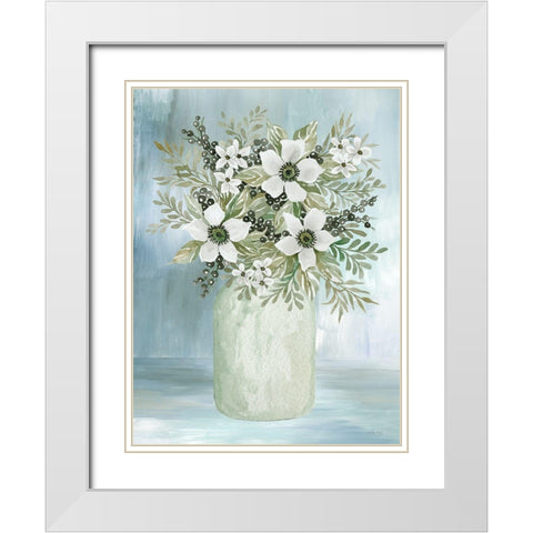White Blooms I   White Modern Wood Framed Art Print with Double Matting by Jacobs, Cindy