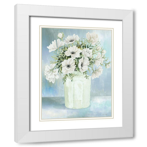White Blooms II White Modern Wood Framed Art Print with Double Matting by Jacobs, Cindy