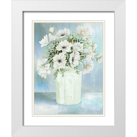 White Blooms II White Modern Wood Framed Art Print with Double Matting by Jacobs, Cindy