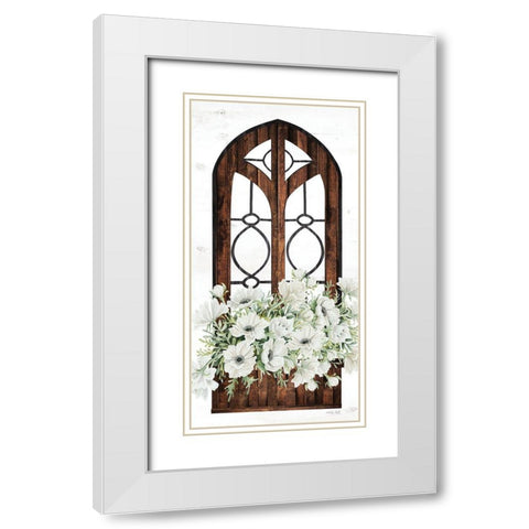 Window Arch Floral I White Modern Wood Framed Art Print with Double Matting by Jacobs, Cindy