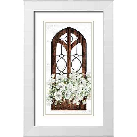 Window Arch Floral I White Modern Wood Framed Art Print with Double Matting by Jacobs, Cindy