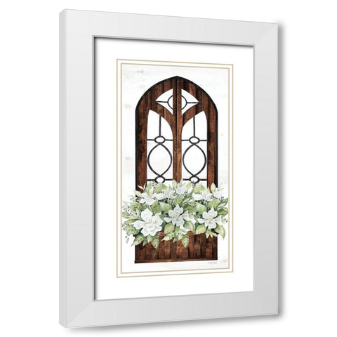 Window Arch Floral II White Modern Wood Framed Art Print with Double Matting by Jacobs, Cindy