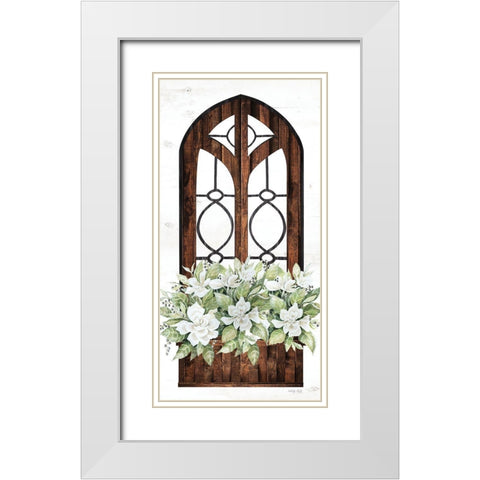 Window Arch Floral II White Modern Wood Framed Art Print with Double Matting by Jacobs, Cindy