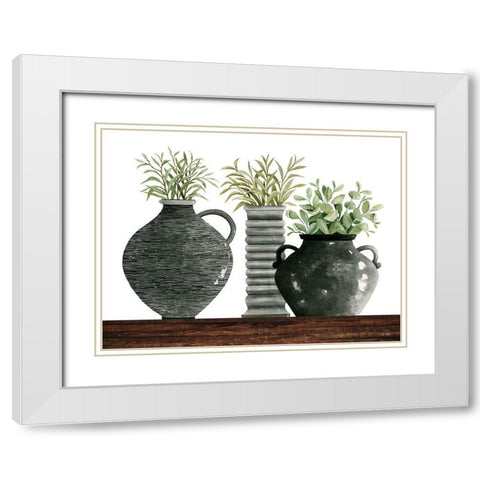 Black Vase Set White Modern Wood Framed Art Print with Double Matting by Jacobs, Cindy