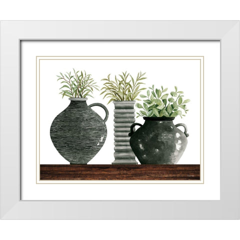 Black Vase Set White Modern Wood Framed Art Print with Double Matting by Jacobs, Cindy