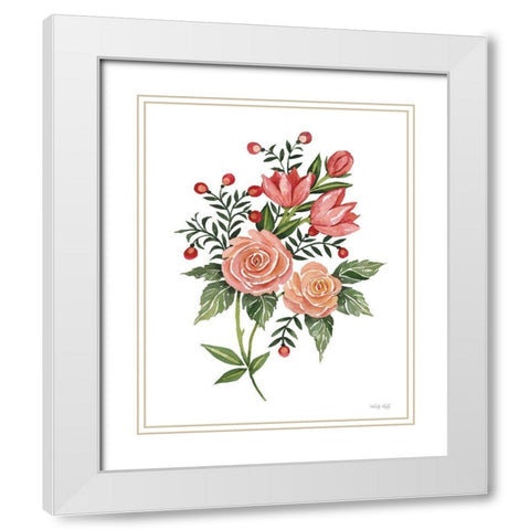 Botanical Roses White Modern Wood Framed Art Print with Double Matting by Jacobs, Cindy