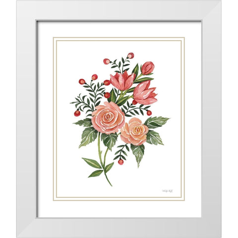 Botanical Roses White Modern Wood Framed Art Print with Double Matting by Jacobs, Cindy